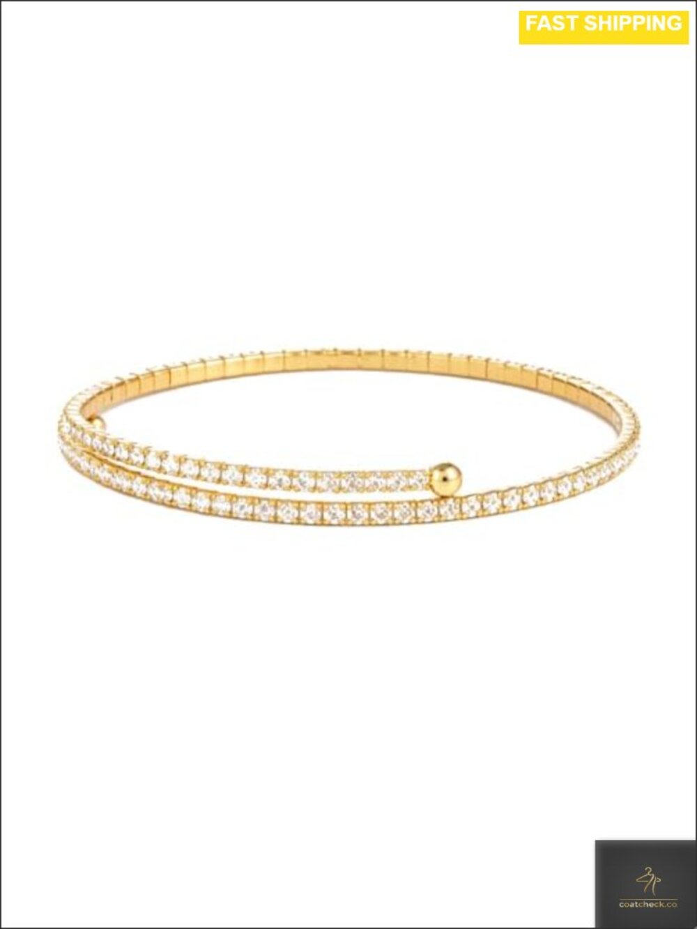 14K Gold Plated Stretch Tennis Bracelet Crystal Accent